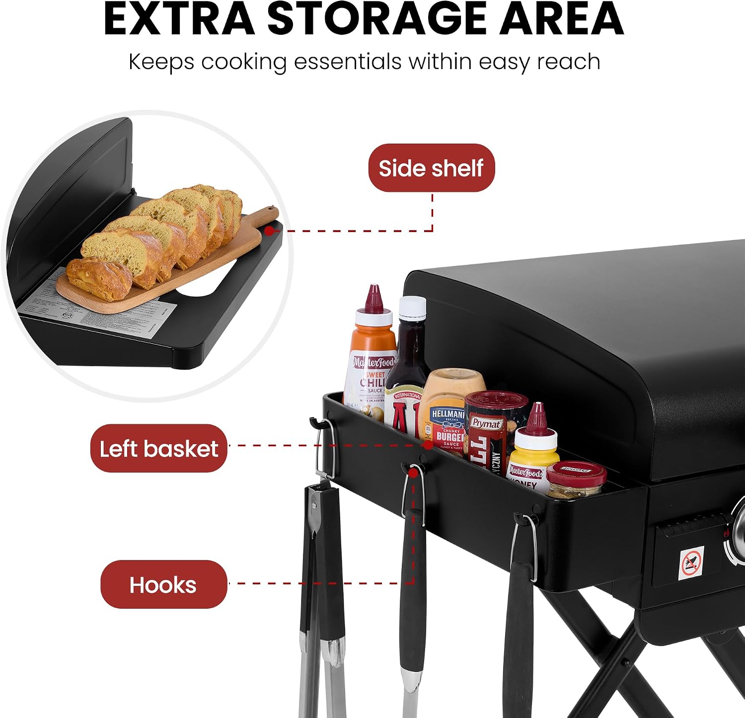 PD3003 3-Burner Portable Gas Griddle with Folding Stand Black - Image 7