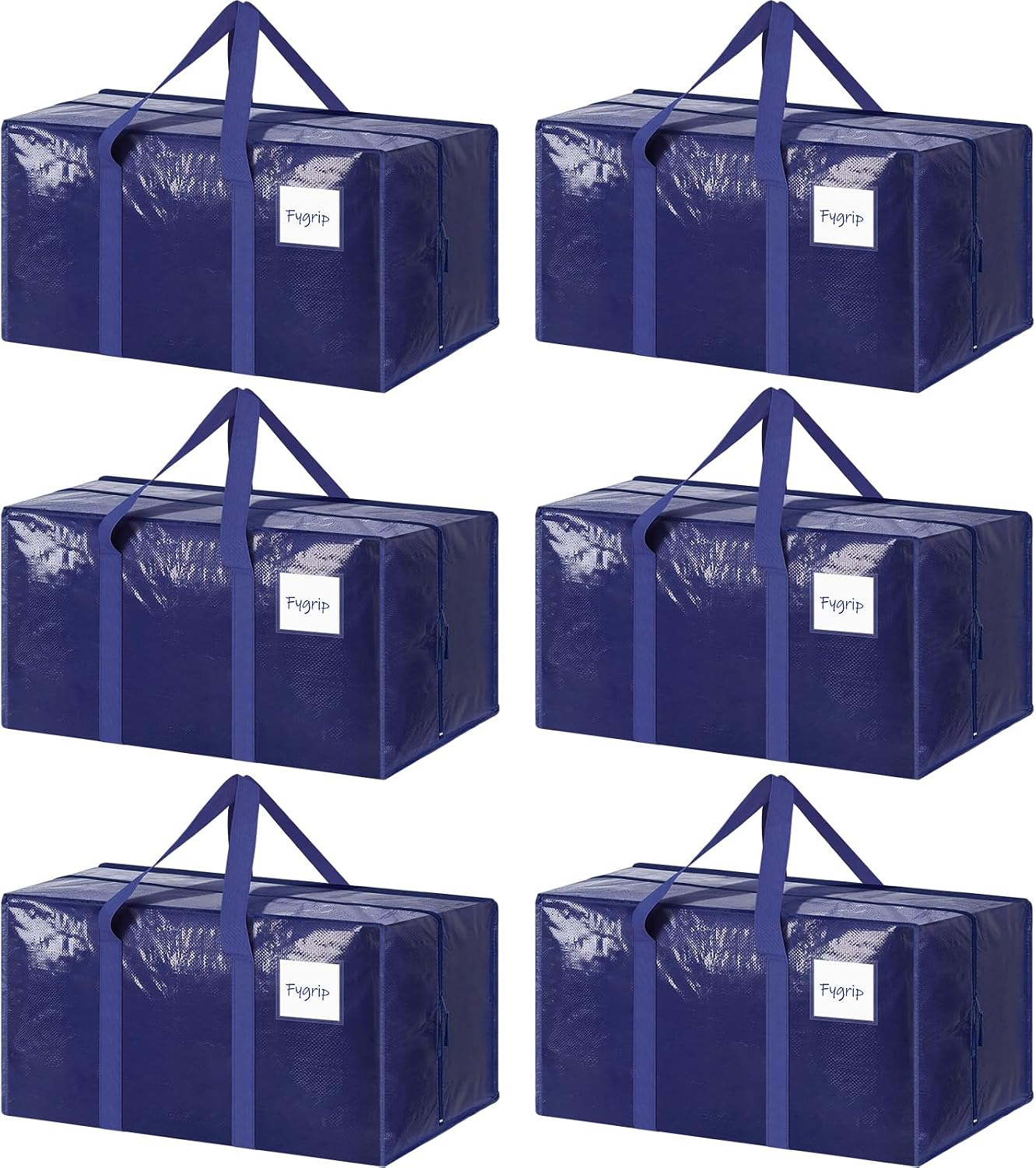 6 Pack Extra Heavy Duty Large Moving Bags with Strong Zipper, Dark Blue